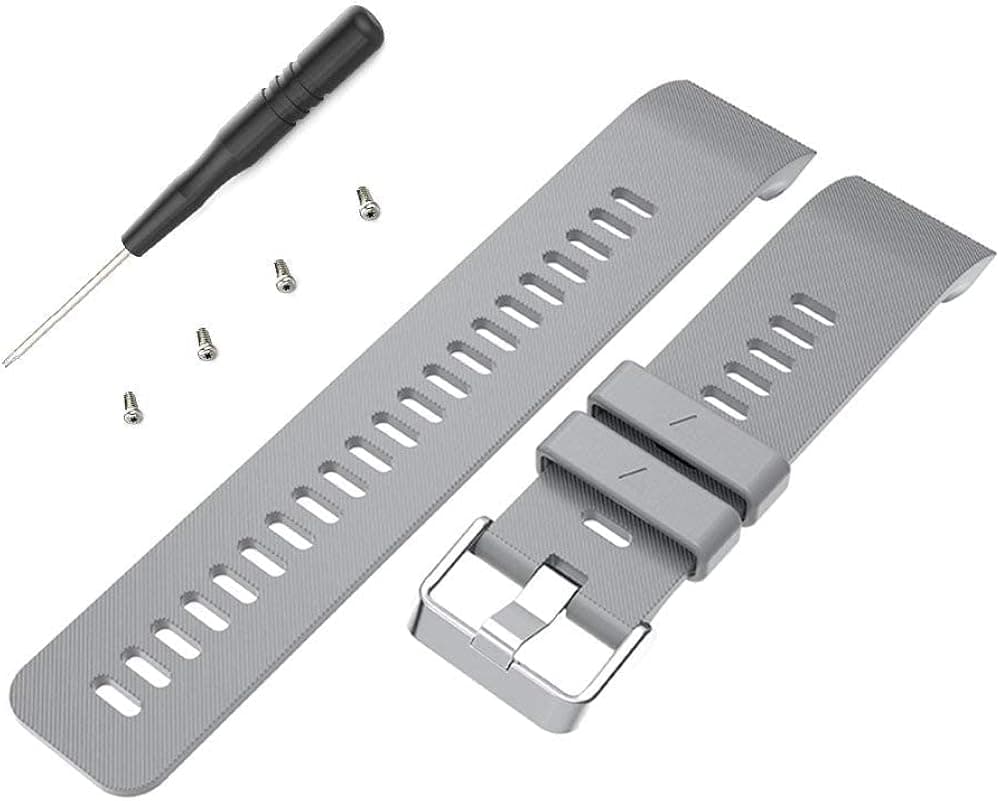 aczer-Y Garmin Forerunner 35 Accessories Watchbands,10 Color Replacement Watch Band with Stainless Buckle and Rubber Strap for Garmin Forerunner 35 Wrist Band (Gray)