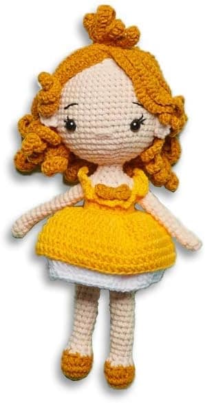 Chippi & Co Beauty and The Beast Princess Crochet Doll 9.8'', Belle Fairy Tale Bedtime Stuffed Knit Doll for Baby Shower Gender Reveal Gift