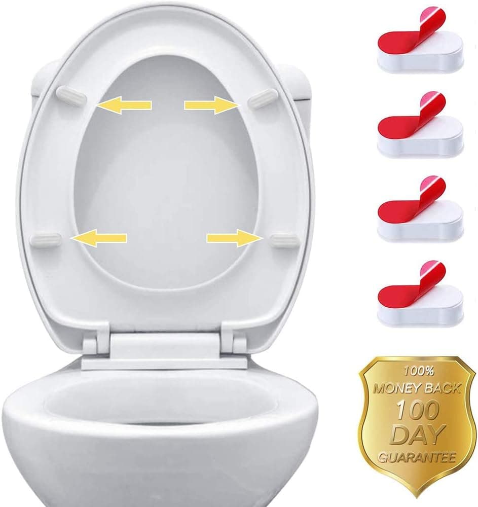 Bidet Toilet Seat Bumper Replacement Kit with Strong Adhesive (Pack of 4) - Universal Toilet Seat Bumpers Pads To Raise Toilet Seat For Bidet Fitting