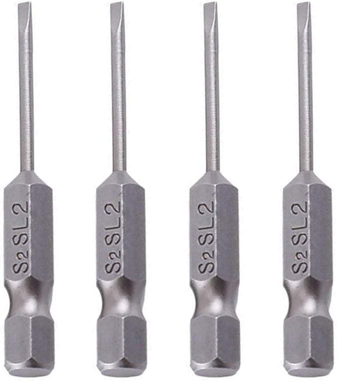 Eagles 4pcs Slotted Tip Screwdriver Bits,50mm/2.0mm Flat Head Slotted Tip Magnetic Hex Shank Slotted Screwdriver Bits Set