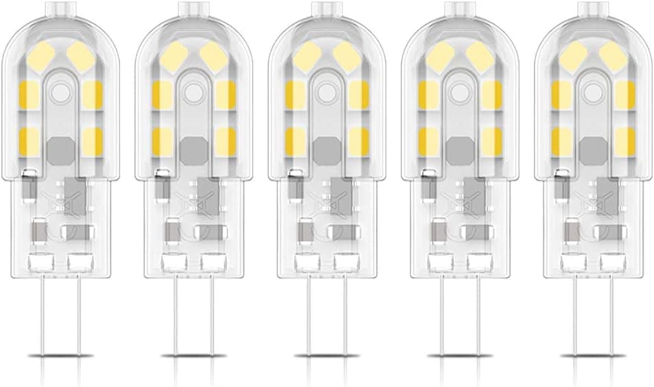 5X G4 LED Bulb 1.5W LED Lamps 12 SMD 2835LEDs Warm White 3000K LED Spot Light 150LM Equivalent to 15W Halogen Lamp AC/DC12V