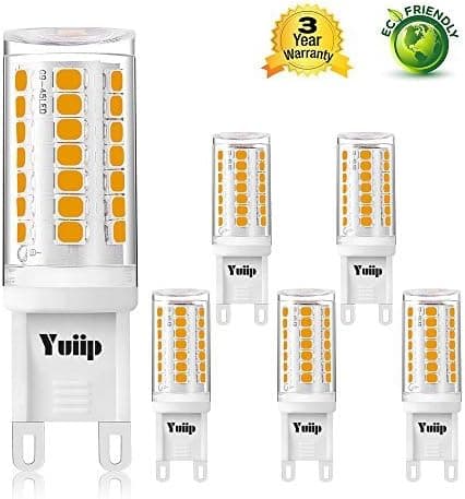 Yuiip G9 Led Bulb Dimmable Warm White 3000K G9 Light Bulbs AC 120V 3W Bi-Pin Base G9 Bulbs 35W Halogen Replacement for Chandelier, Wall Sconce 5 Pack