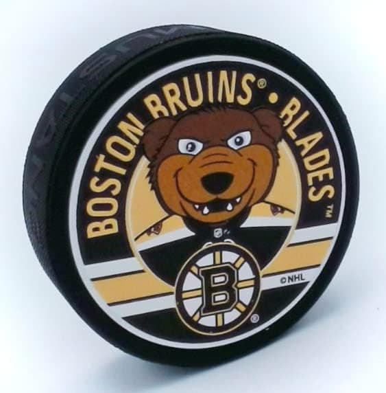 Mustang Boston Bruins Blades 3D Textured Mascot Souvenir Hockey Puck