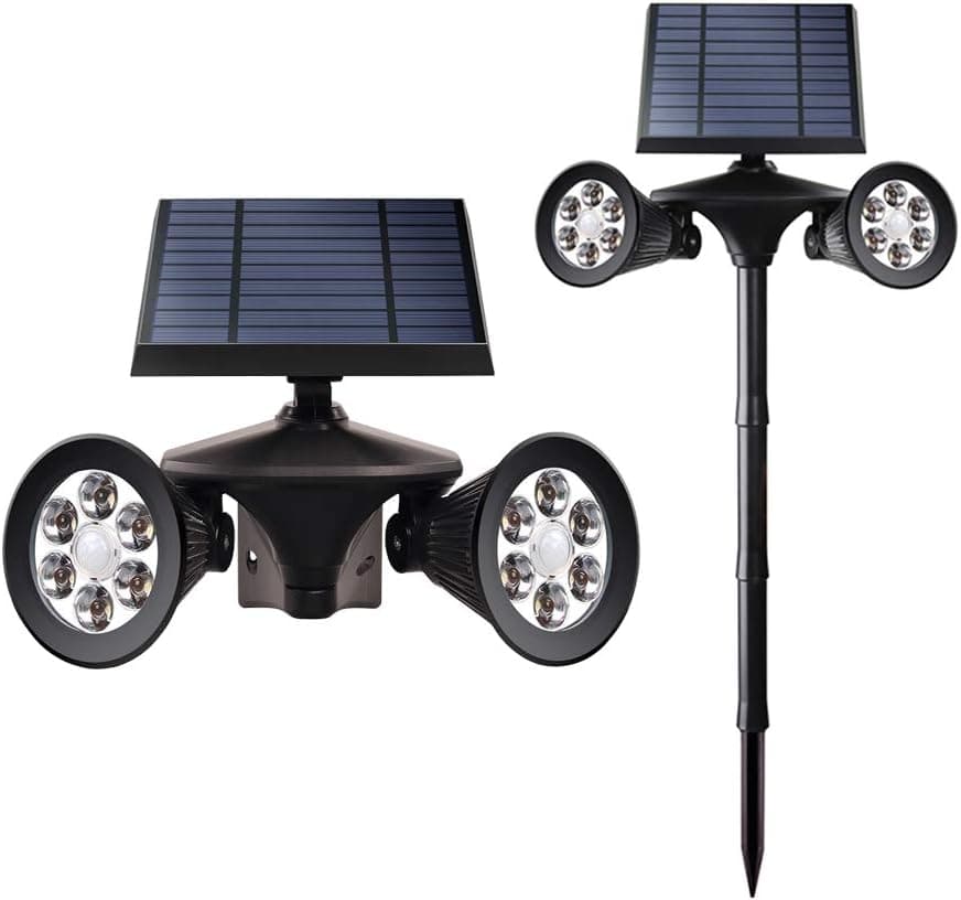 Egreat Outdoor Solar Light, Motion Sensor Security LED Light Dusk to Dawn Wireless, 2-in-1 Solar Powered Landscape Spot Lights Waterproof for Yard Driveway Lighting, (Black, Solar PIR Spotlight)