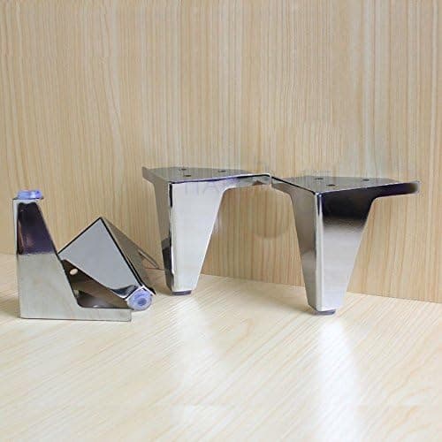 4 pcs Furniture Cabinet Metal Legs Corner feet Stainless Steel Chrome Polish