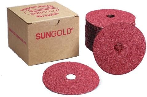 Sungold Abrasives 17204 50 Grit Aluminum Oxide Fibre Disc (25 Pack), 5" x 7/8" Center Hole