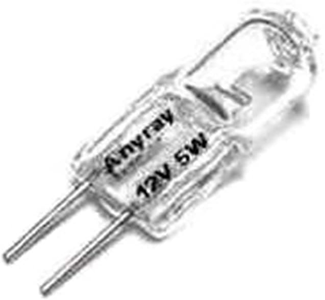 Anyray 5 Watt JC Type 5W Halogen Clear 12V T3 Shape G4 Bi Pin Base 5Watt 12 Volt