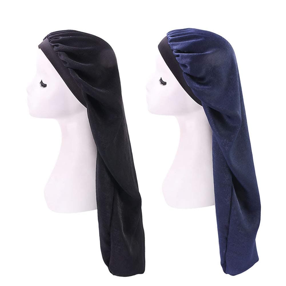 Satin Braid Bonnet for Long Hair,2 Pack Dreadlocks Night Sleep Caps for Women Men Sleeping