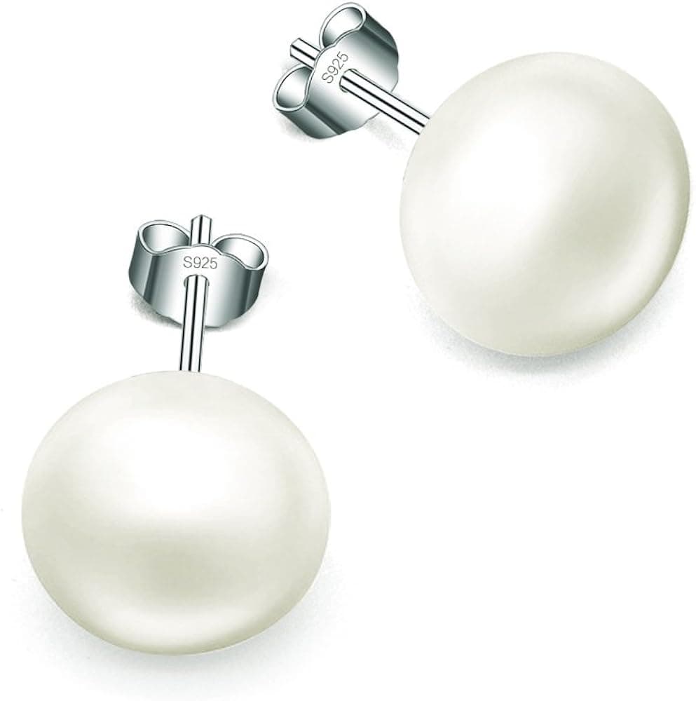 CharmGirl&SL 925 Sterling Silver Freshwater Cultured Pearl Earrings