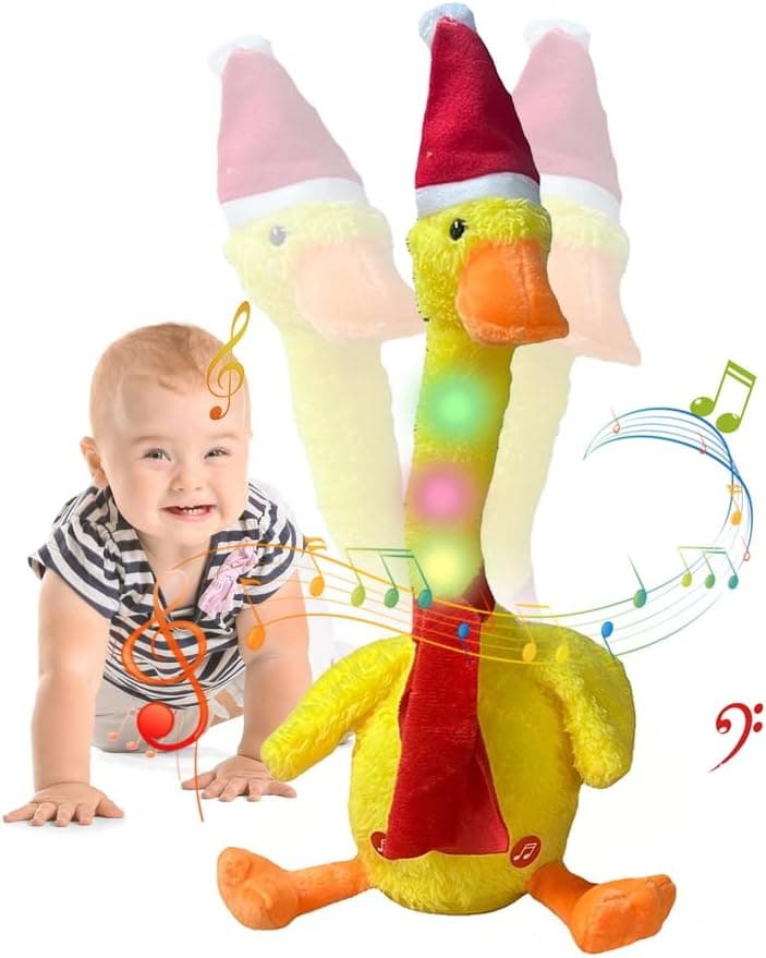 tapolexng Dancing Duck Toy Imitating Duck Singing Toy Repeats What You Say Electronic Dancing Ducks with Funny Clothes Dance Duck Toys for Babies Toddlers with Light Glow (Chrismas Duck)