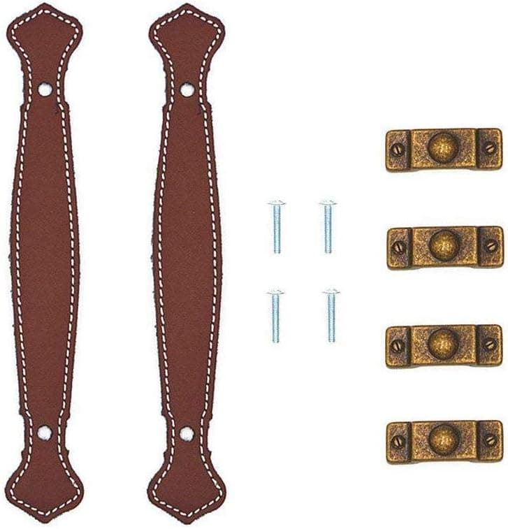 FOONEE Vintage Style Door Handle,Leather Drawer Pull Handles for Suitcase/Cabinet/Closet Furniture Hardware,Pack of 2