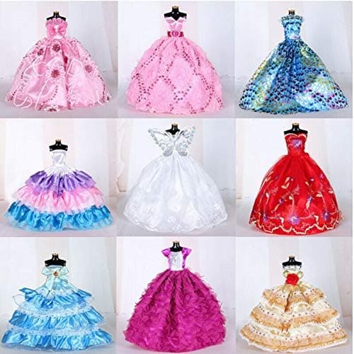 rytetg 9 Pcs Doll Wedding Party Dress Princess Clothes Handmade Outfit for 12in Dolls