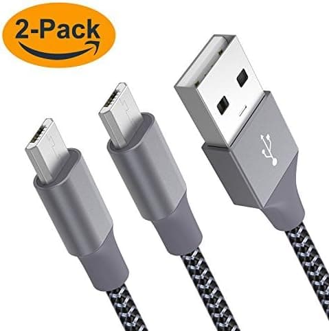 Micro USB Cable Android, Quntis 2 Pack 6ft USB to Micro USB Cables High Speed Sync and Charging Cord Compatible with Samsung HTC Motorola Nokia Tablet Kindle MP3 Xbox PS4 and More (Black)