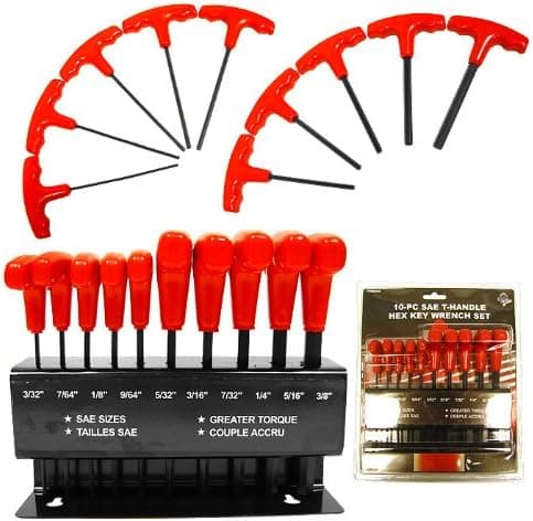 Trademark Global 75-6050, High Torque 10 piece SAE T-Handle Hex Key Wrench Set