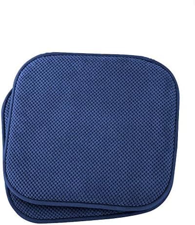 Rooney Memory Foam Chair Pad/Seat Cushion Pairs with Non-Slip Backing (Navy, Pack of 2)