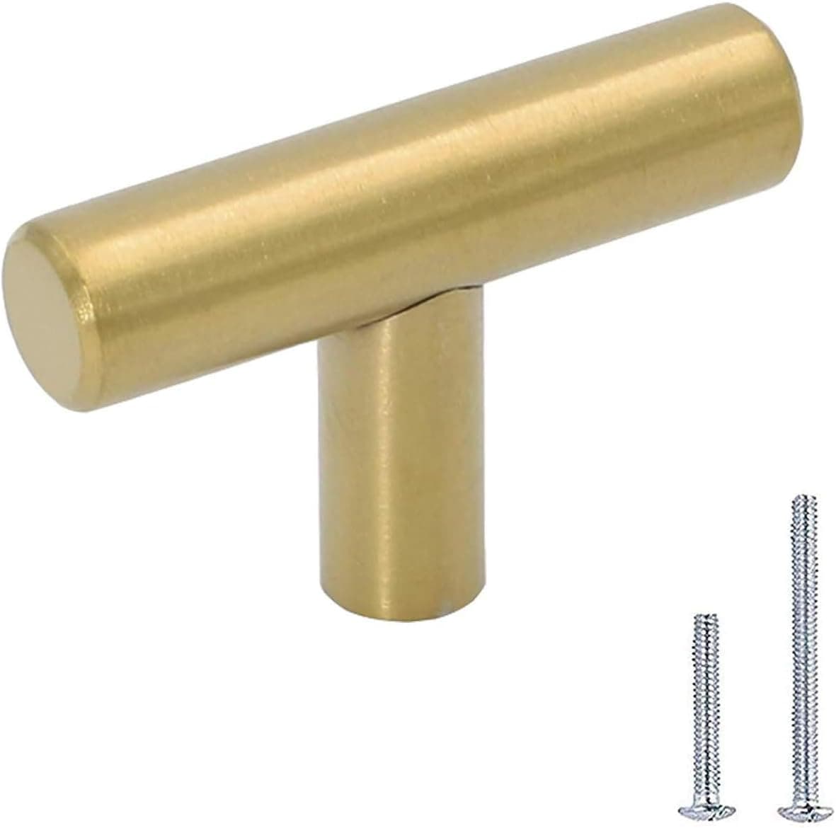 LONTAN 25 Pack Cabinet Door Knobs Brushed Brass Dresser Knobs - LS201GD Decorative Bathroom Cabinet Knobs Round Kitchen Cabinet Knobs for Cupboard, 2'' Overall Length