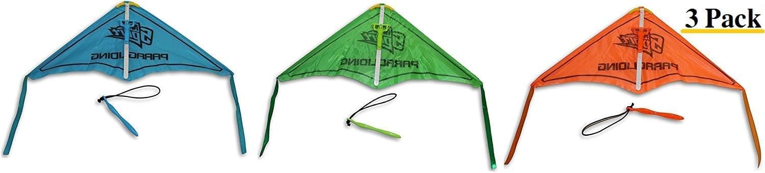 Toys+ Skydiver Hang Glider 3 Piece Set Flying Glider (Colors and Styles May Vary) for Kids and Children