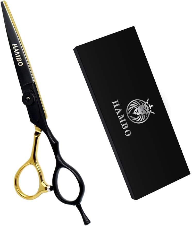Professional Flat Barber Razor Edge Sharp Blades Hair Cutting Shears 6 inch Salon Hairdressing Tools Home Use Scissors for Men Women Kids Black
