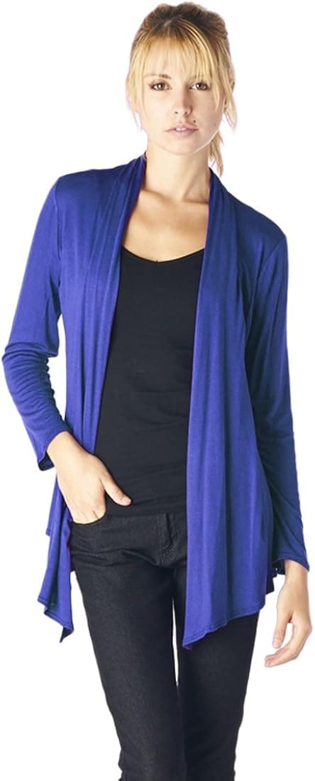 82 Days Women’s Casual Lightweight Long Sleeve Open Front Cardigan Made In USA Small Royal