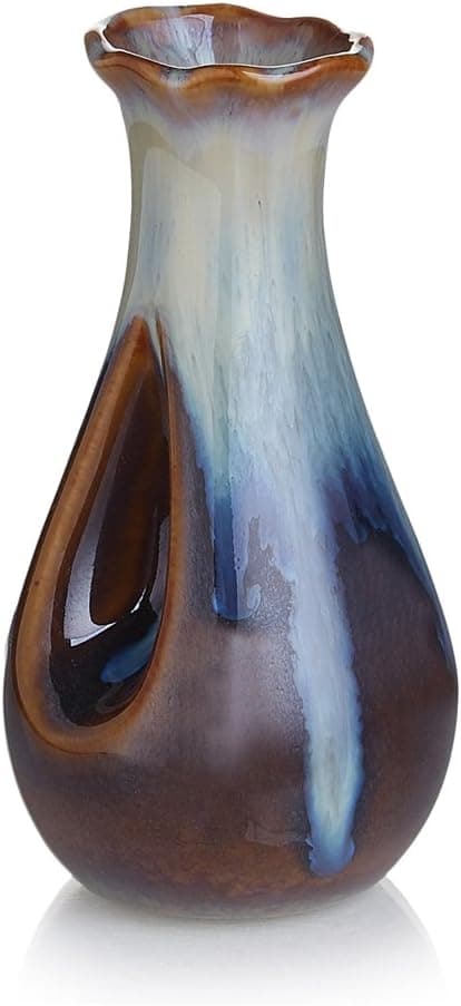 HakkaGirl Small Ancient Ceramic Flower Vases Decorative Chinese Oriental Vases for Home Decor 4.3 inches