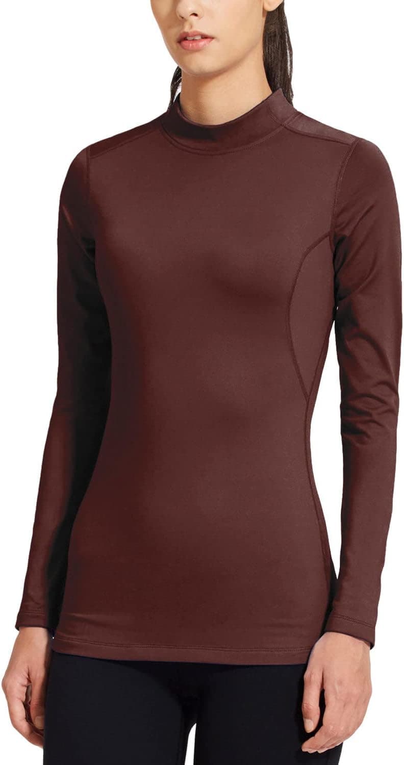 BALEAF Women's Fleece Thermal Mock Neck Long Sleeve Running Shirt for Cold Weather Workout Tops