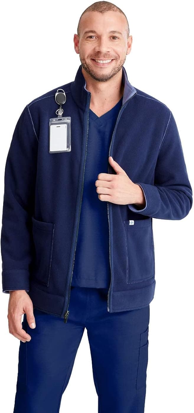 Care+Wear Reversible Scrub Jackets for Men – Ultra-Soft, Wrinkle-Resistant Medical Scrub Jacket with a Relaxed Fit