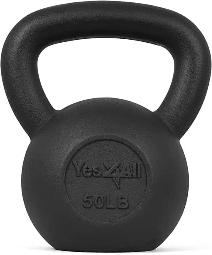 Yes4All Solid Smooth Adjustable/Cast Iron/Rubber Base Kettlebell Weight 5-50lbs