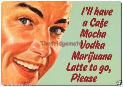 I'll Have a Cafe Mocha Coffee Retro Fridge Magnet 3 1/2" x 2/18" Name Card Size Rectangular Magnets.