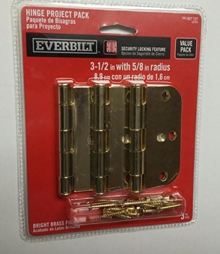 3-1/2 in. Bright Brass 5/8 in. Radius Security Door Hinges (3-Pack)
