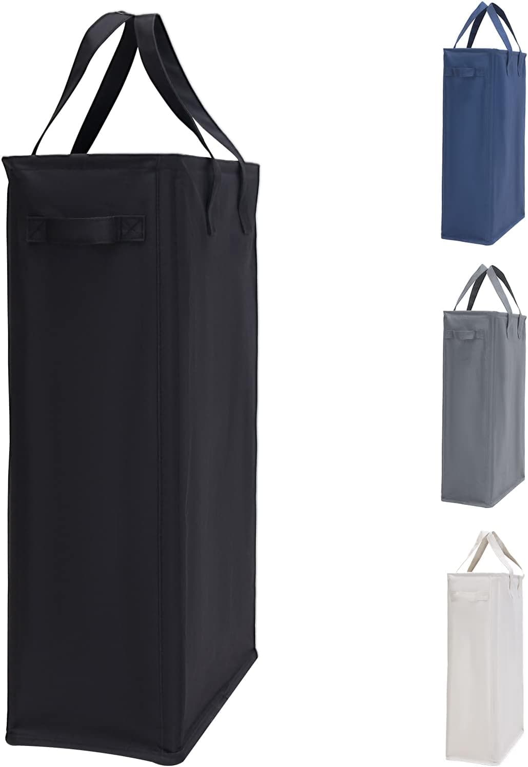 Laundry Basket Slim Laundry hamperwith Handle Waterproof Coating Lamy Cotton Oxford Storage Basket (Black)