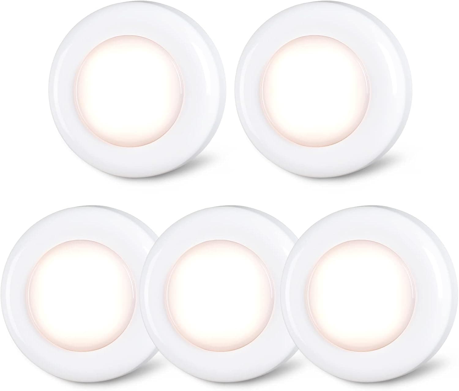 Tap Light Push Lights STAR-SPANGLED Mini Night Touch Light LED Puck Lights Portable Under Cabinet Lighting Battery Operated Powered DIY Stick On Lights Wireless Closet Counter Kitchen Warm White 5Pack