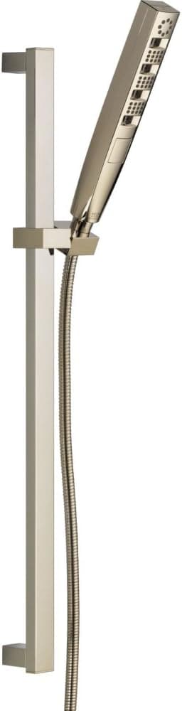 Delta Faucet H2Okinetic Slide Bar Hand Held Shower with Hose, Polished Nickel Handheld Shower Head, Slide Bar Hand Shower, Handheld Shower, Detachable Shower Head, Polished Nickel 51140-PN