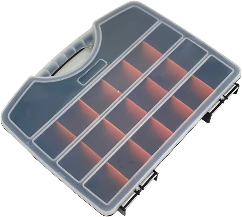 Massca Hardware Box Storage. Hinged Box Made of Durable Plastic in a Slim Design with 20 compartments. Excellent for Screws Nuts and Bolts.