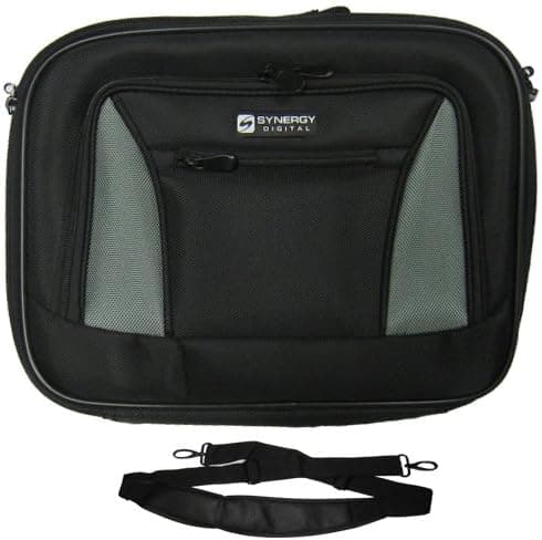 Toshiba Satellite L555D-S7006 Laptop Case Carry Handle & Adjustable Shoulder Strap - Black/Gray - Adjustable & Removable Interior Dividers