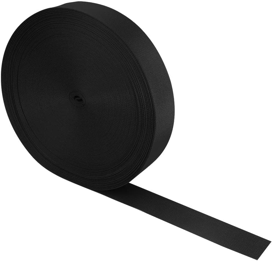 RETON Nylon Webbing Strap, 2 Inch Black Nylon Heavy Webbing Straps Durable Nylon Strap for Outdoor DIY Gear Repair, Backpack, Pet Collars, Crafts (50MM, 50 Yards)