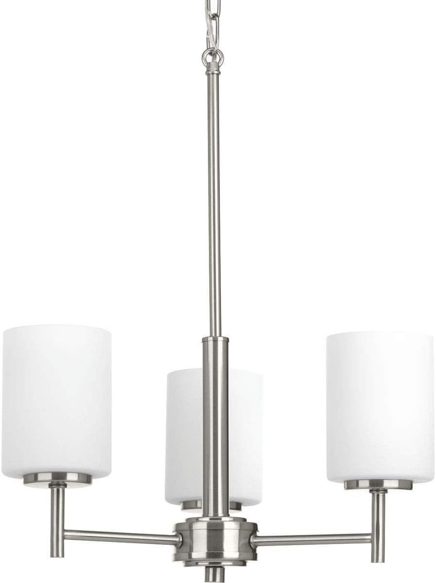 Progress Lighting Replay Collection 3-Light Etched Glass Modern Chandelier Light Brushed Nickel
