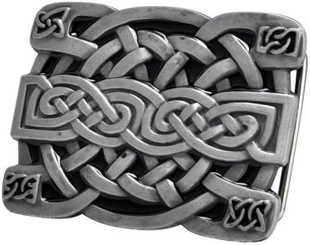 Buckle Rage Men's Celtic Endless Knot Braided Art Design Belt Buckle Black