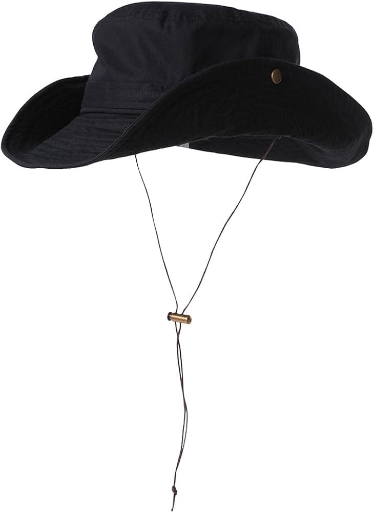 Mens Fishing Hat Bucket Outdoor Hiking Travel Garden Safari Sun Hat UPF Protection Packable Black
