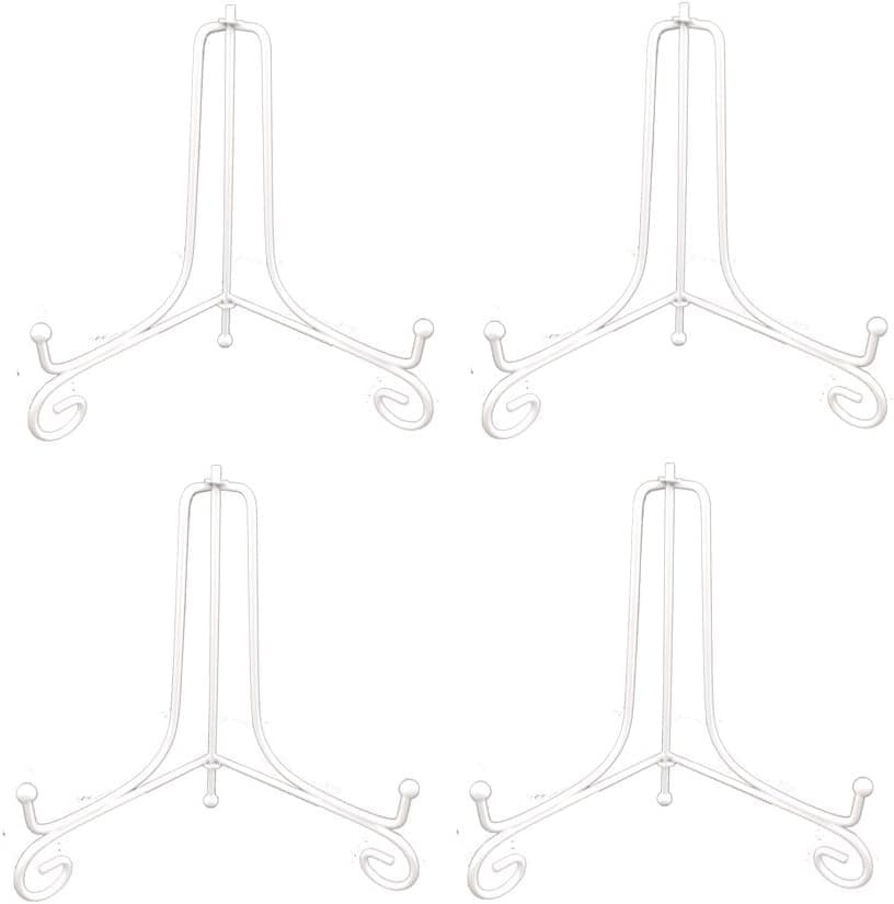 LIONWEI LIONWELI 6 Inch White Iron Plate Stand Holder Easel Display Stand for Plate?Picture?Photo and More,4 pcs.