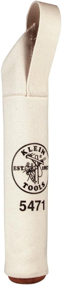 Klein Tools 5471 Canvas Bag, Electrode Bag with Hard Leather Bottom and Web Belt Loop, 2.5-Inch Diameter