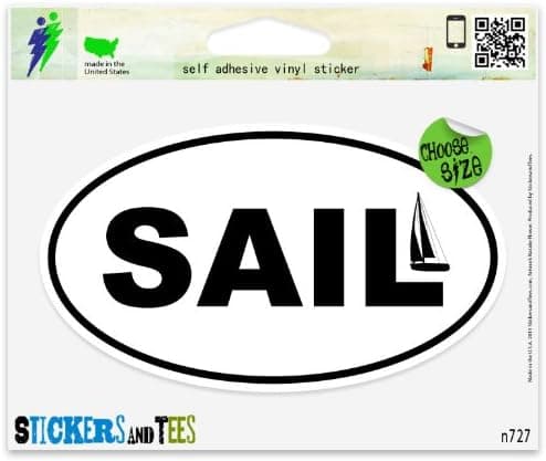 Sailboat Sail Oval Car Sticker Indoor Outdoor 5" x 3"