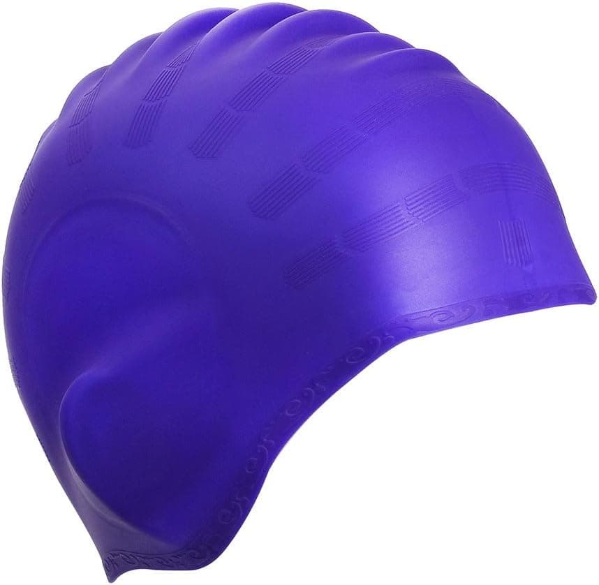 KATTEONG Swimming Cap Silicone Non-Toxic Tasteless Long Hair Swim Cap with 3D Ergonomic Design Ear Pockets and Great High Elasticity for Teenagers Women and Adults Keeps Hair Clean Ear Dry
