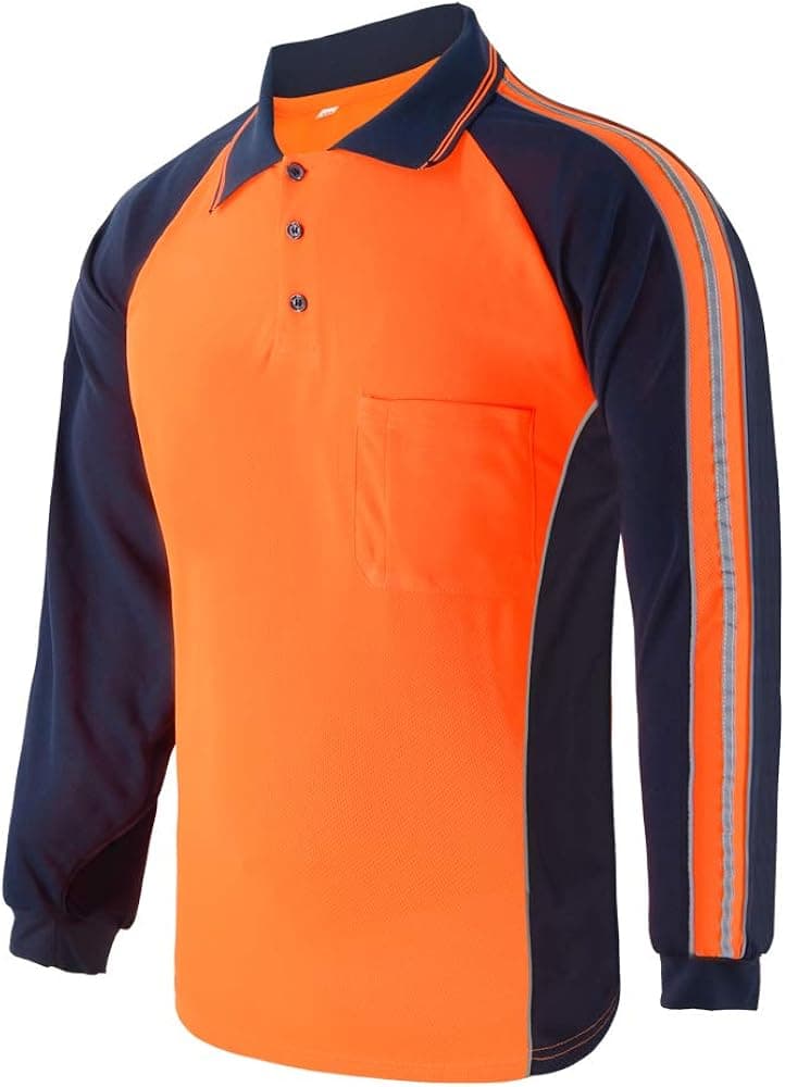 LOVPOSNTY Safety Polo Shirts High Visibility Reflective Shirts, Construction Work Shirts for Men