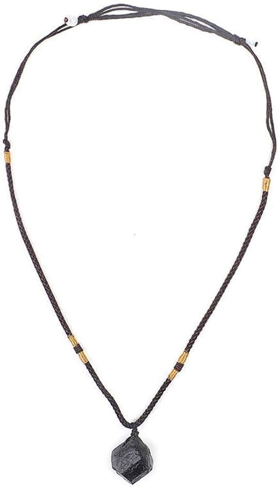 weeee Natural Black Tourmaline Stone Pillar Pendant Necklace Healing Crystal Necklaces Gemstone Pendant Necklace for Women Girls Mens