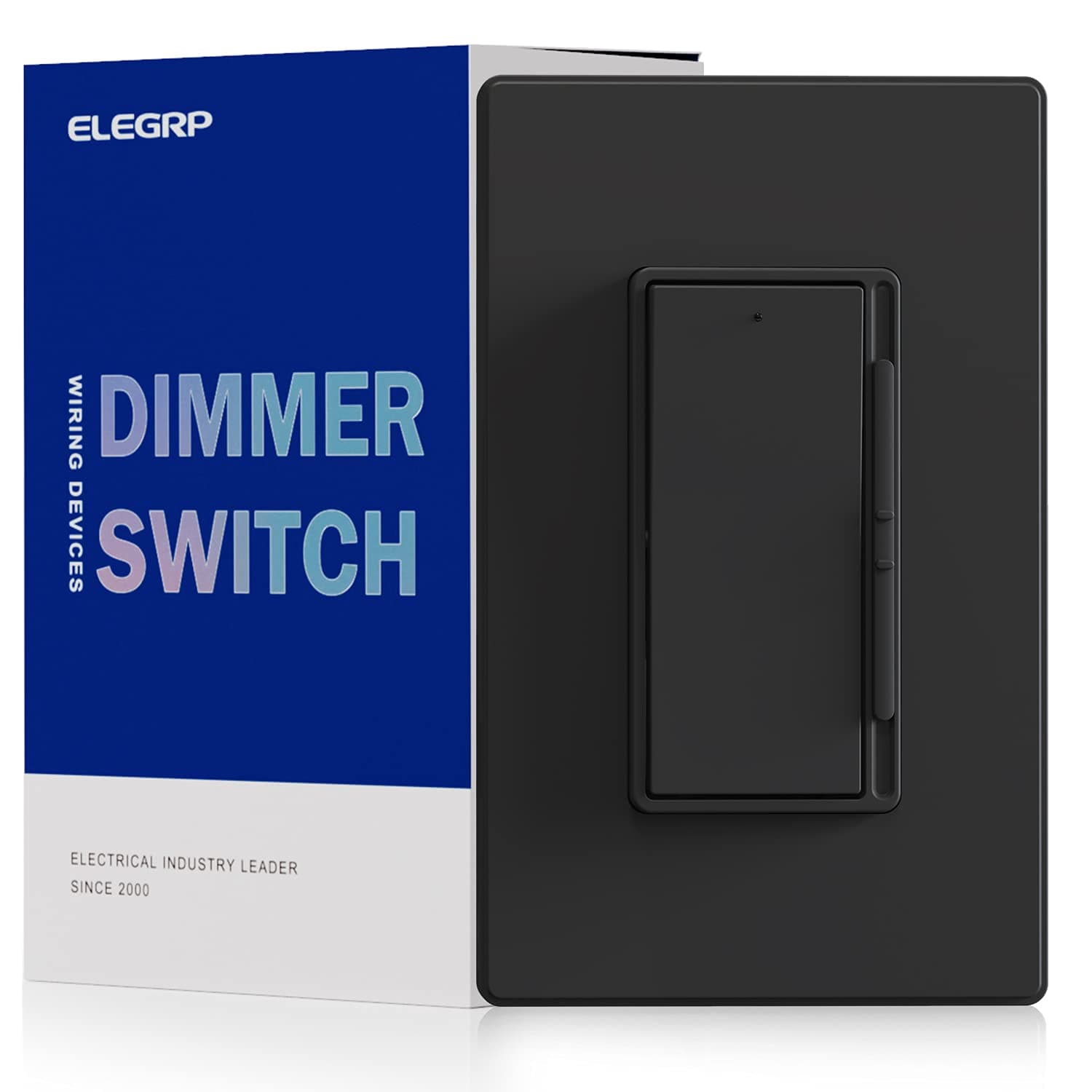 ELEGRP Digital Dimmer Light Switch for 300W Dimmable LED/CFL Lights and 600W Incandescent/Halogen, Single Pole/3-Way LED Slide Dimmer Light Switch, Wall Plate Included, UL Listed, 1 Pack, Matte Black