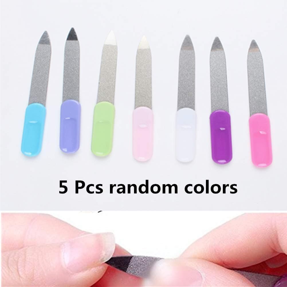 Cafurty Nail Tools - 5pcs Metal Double Sided Nail File Stainless Steel Manicure Pedicure Tools Files - Metal Nail File Men Filer for Toenails Stainless Steel Fingernail Files