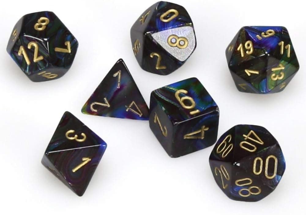 Chessex CHX27499 Dice-Lustrous Shadow/Gold Set