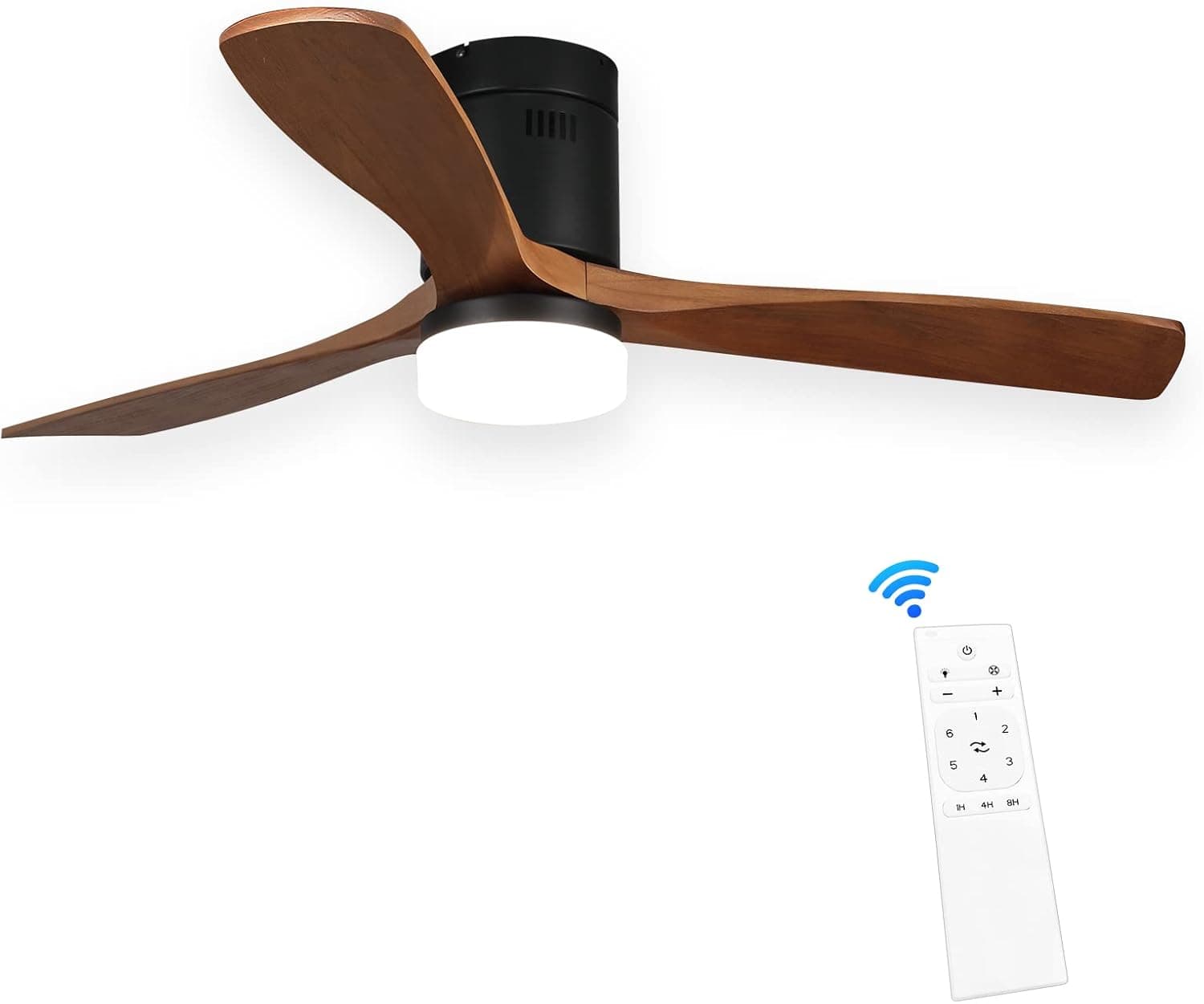 misokoo Ceiling Fan With Lights Remote Control, 52 Inch Low Profile Ceiling Fan With Light For Bedroom, Farmhouse And Patios|DC Motor|Dimmable Led|6 Speed |