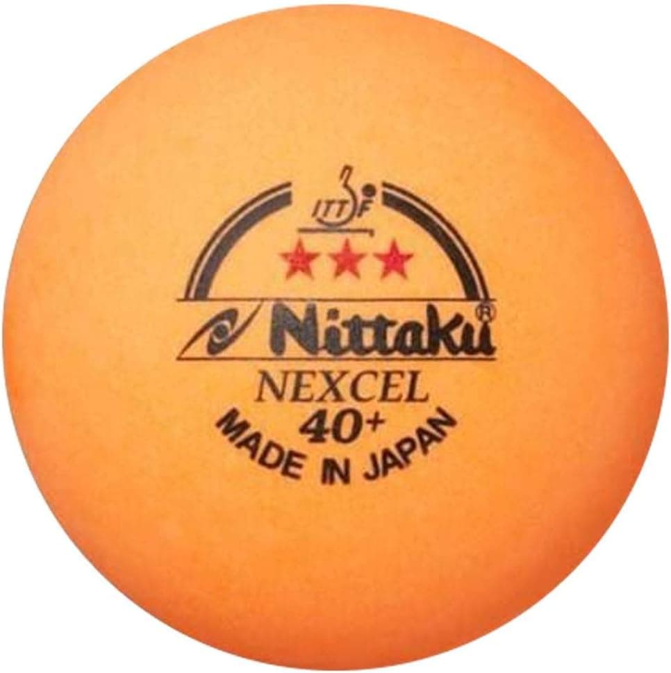 3 Balls , NITTAKU NEXCEL (Made in Japan) , New Material (Non-Celluloid), Orange 3 Stars Table Tennis Ball + Free Racket Protection Edge Tape
