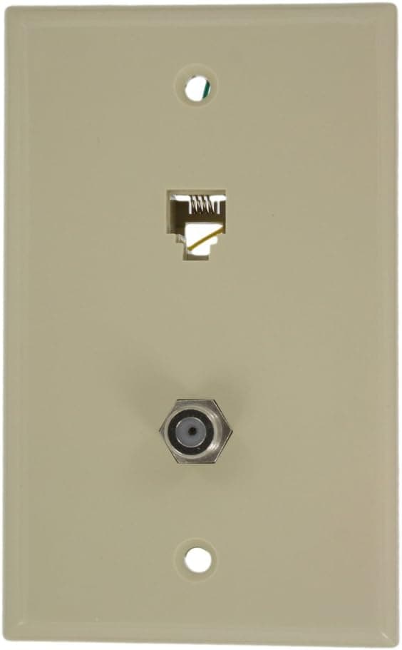 Leviton 40259-I Standard Telephone Wall Jack, 6P4C X F, Screw Terminal, Ivory